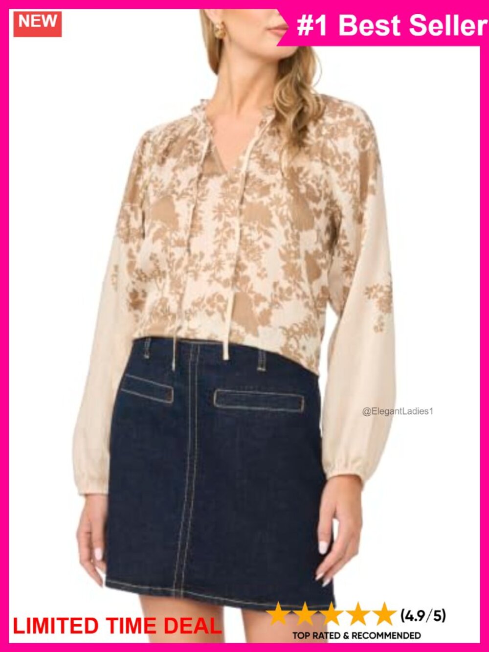 Split Neck Raglan Long Sleeve Blouse Pull On Solid